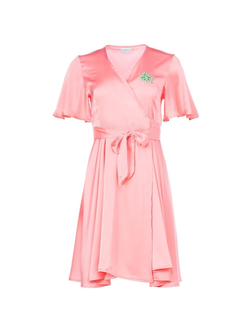 NWT. Ivy Storehouse Pink Wrap Satin Dress with Waist Tie
